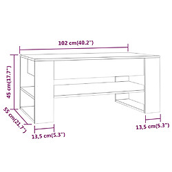 vidaXL Table basse chêne sonoma 102x55x45 cm bois d'ingénierie pas cher