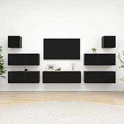 vidaXL Ensemble de meuble TV 7 pcs Noir Bois d'ingénierie