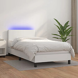 vidaXL Sommier à lattes de lit avec matelas et LED Blanc 90x200cm 