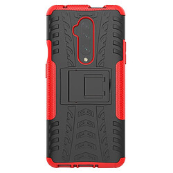 Wewoo Coque Pour OnePlus 7T Pro Texture de pneu TPU antichoc + PC Housse de protection avec support rouge