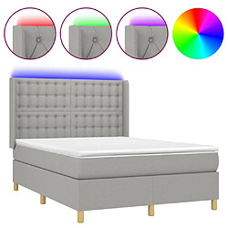 Sommier à lattes et matelas LED,Cadre à lattes de lit pour Adulte Gris clair 140x190 cm Tissu -MN87630