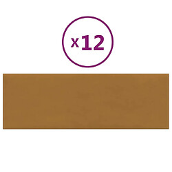 vidaXL Panneaux muraux 12 pcs Marron 90x30 cm Velours 3,24 m²