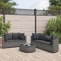 vidaXL Salon de jardin 6 pcs avec coussins gris résine tressée