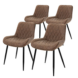 ML-Design Lot de 4 chaises de salle à manger Chaise de salon Chaise de cuisine Marron Simili cuir PU