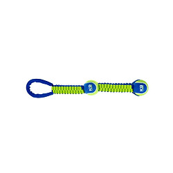 ZEUS Double balle tennis 51 cm avec corde - Bleu et vert - Pour chien