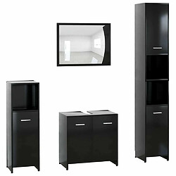 Maison Chic Ensemble de 4 meubles de salle de bain,Armoire rangement + miroir Noir Aggloméré -MN40637