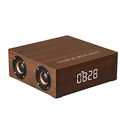 Yonis Enceinte Bluetooth Bois Multifonctionnelle Alarme Horloge Puissante Basses Connexion Stable