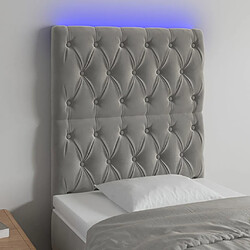 Maison Chic Tête de lit scandinave à LED,meuble de chambre Gris clair 80x7x118/128 cm Velours -MN51743