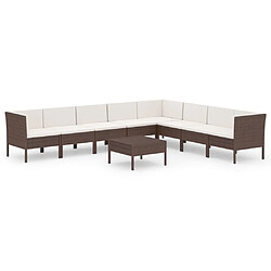 Maison Chic Salon de jardin 9 pcs + coussins - Mobilier/Meubles de jardin - Table et chaises d'extérieur Résine tressée Marron -MN99208