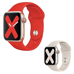 Kit 2x Bracelet En Silicone Lisse Phonecare Pour Apple Watch SE (2022) - 40mm - Rouge / Crème