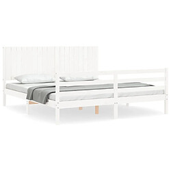 Maison Chic Cadre/structure de lit avec tête de lit pour adulte - Lit Moderne Chambre blanc Super King bois massif -MN84127