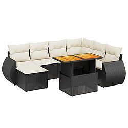 Maison Chic Ensemble Tables et chaises d'extérieur 8 pcs avec coussins,Salon de jardin noir résine tressée -GKD698772