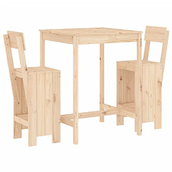 Maison Chic Table de bar et chaises d'extérieur 3 pcs,Ensemble de bar de jardin pour relax bois de pin massif -GKD521892