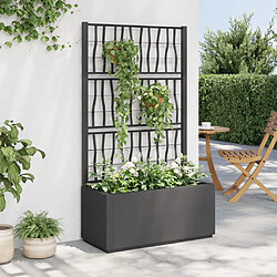 Maison Chic Jardinière,Bac à fleurs avec treillis - pot de fleur gris foncé 80x36x140 cm PP -GKD80393