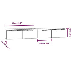 vidaXL Armoires murales 2 pcs Noir 68x30x20 cm Bois d'ingénierie pas cher