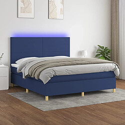 Sommier à lattes,Cadre à lattes de lit et matelas et LED pour Adulte Bleu 180x200 cm Tissu -MN45939