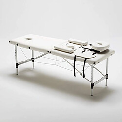 Avis Bodyline - Healt And Massage Table de massage pliante en aluminium portable 2 zones 210 cm Shiatsu, Couleur: Blanc