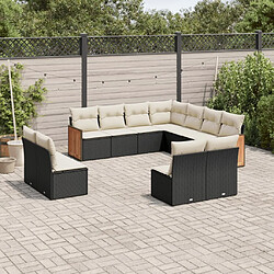 Maison Chic Salon de jardin 11 pcs avec coussins | Ensemble de Table et chaises | Mobilier d'Extérieur noir résine tressée -GKD32060