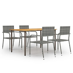 Salle à dîner de jardin 5 pcs,Table et chaise à manger Résine tressée Anthracite -MN82088