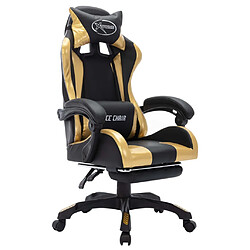 Avis Helloshop26 Chaise fauteuil siège pivotante de bureau informatique étude de jeux vidéo avec LED RVB Doré et similicuir or 02_0024204