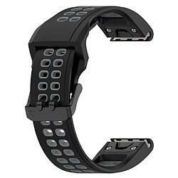 Bracelet en silicone 26mm, bicolore, fermeture rapide avec boucle à double trou pour votre Garmin Enduro/Fenix 7X/7X Solar/COROS VERTIX 2 - noir/gris