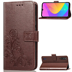 Wewoo Housse Coque Etui en cuir de protection pour téléphone portable avec boucle estampée à quatre feuilles et fermoir carte de fente de visiteportefeuille et support Xiaomi CC9e Marron