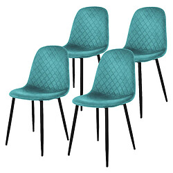 Chaise de salle à manger set de 4 velours pétrole avec pieds en métal, matériel de montage inclus ML-Design