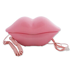 Totalcadeau Téléphone fixe filaire bouche sensuelle sexy pulpeuse rose