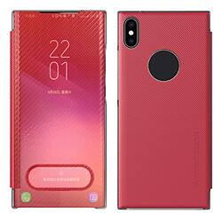 Coque en TPU antichoc, texture en fibre de carbone avec support translucide rouge pour votre Apple iPhone XS Max 6.5 pouces