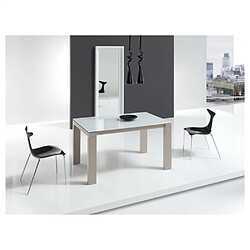 Inside 75 Table repas extensible ARMONIA 10 couverts 160/260x90cm pieds beiges plateau verre blanc