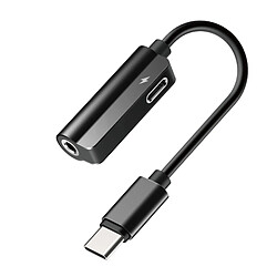 Wewoo Câble 0.12m Métal Type-C Femelle + 3.5mm Jack à Type-C Mâle Écoute & Recharge Audio 2 en 1, Pour Galaxy, Huawei, Xiaomi, LG, HTC & Autres Téléphones Intelligents Noir