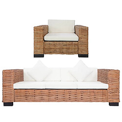 Maison Chic Ensemble de canapés 2 pcs avec coussins, Canapé droit Sofa pour Salon Rotin naturel -GKD876904