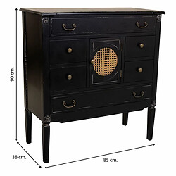 Commode Alexandra House Living Noir Rotin Bois d'épicéa Bois MDF 38 x 90 x 85 cm pas cher