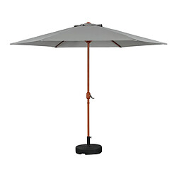 Habitat Et Jardin Parasol jardin droit Alu finition bois Luz - Rond - Ø 3m - Gris - Avec pied à lester