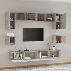 Avis Maison Chic Ensemble de meubles TV 8 pcs | Banc TV Moderne pour salon | Meuble de Rangement - Gris béton Bois d'ingénierie -MN98599