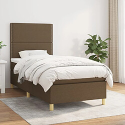 Maison Chic Structures de lit + matelas,Lit à sommier tapissier avec matelas Marron foncé 90x190 cm -MN27307