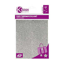 Graines Creatives Flex Thermocollant à Paillettes - Argent - 15 x 20 cm