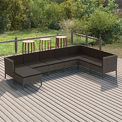 Maison Chic Salon de jardin 8 pcs + coussins - Mobilier/Meubles de jardin - Table et chaises d'extérieur Résine tressée Gris -MN81488