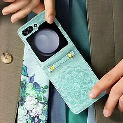 Avizar Coque pour Samsung Galaxy Z Flip 5 Motif fleur Collection Mandala Blossom Vert pas cher