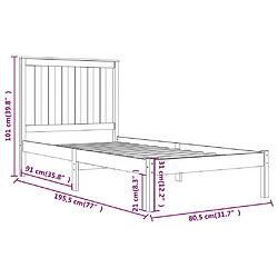 vidaXL Cadre de lit sans matelas noir bois massif pas cher