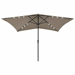 Maison Chic Parasol Jardin | Parasol avec LED et mat en acier Taupe 2x3 m - GKD57872