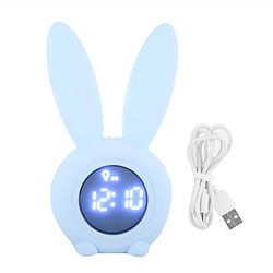 Avis Bande Dessinée Multifonction Lapin LED Écran Synchronisation Alarme Température Horloge De Table (Bleu)