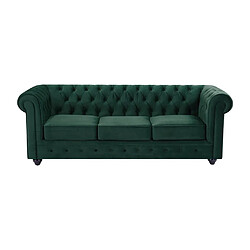 Vente-Unique Canapé 3 places en velours vert CHESTERFIELD