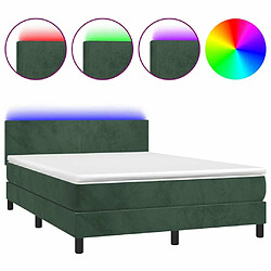 Sommier à lattes LED,Cadre à lattes de lit avec matelas pour Adulte Vert foncé 140x200 cm -MN87456