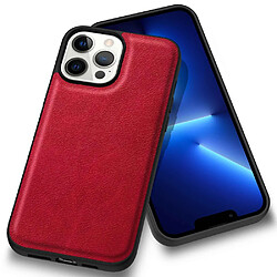 Coque en TPU + PU anti-rayures, anti-empreintes digitales, rétro pour votre iPhone 13 Pro Max 6.7 pouces - rouge