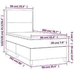 Acheter vidaXL Sommier à lattes de lit avec matelas et LED Bleu 90x200cm Tissu