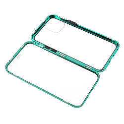 Coque en cadre métallique couverture complète magnétique du cadre double face vert pour votre Apple iPhone 12/12 Pro