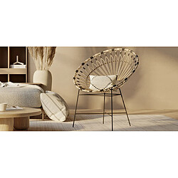 ICONIK INTERIOR Chaise d'extérieur ronde en rotin synthétique - Design Boho Bali - Elsa Naturel