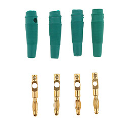 Set 4pcs musical audio haut-parleur câble fil banane connecteur 50mm vert