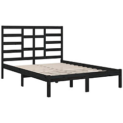 Avis vidaXL Cadre de lit sans matelas noir bois massif 140x190 cm